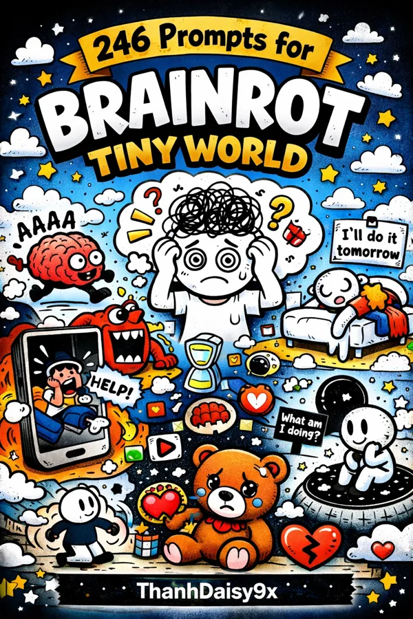 Brainrot Tiny World coloring book cover art