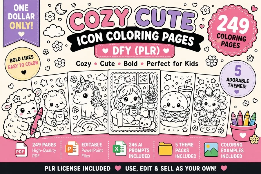 Cozy Cute Icon coloring pages cover art