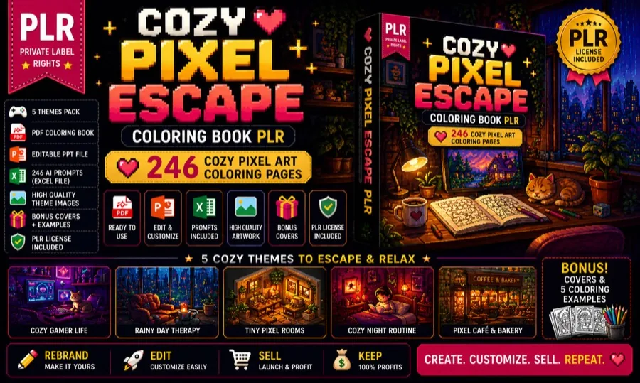 Cozy Pixel Escape coloring book cover art
