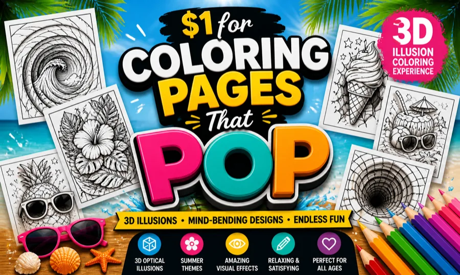 3D Illusion coloring pages cover art
